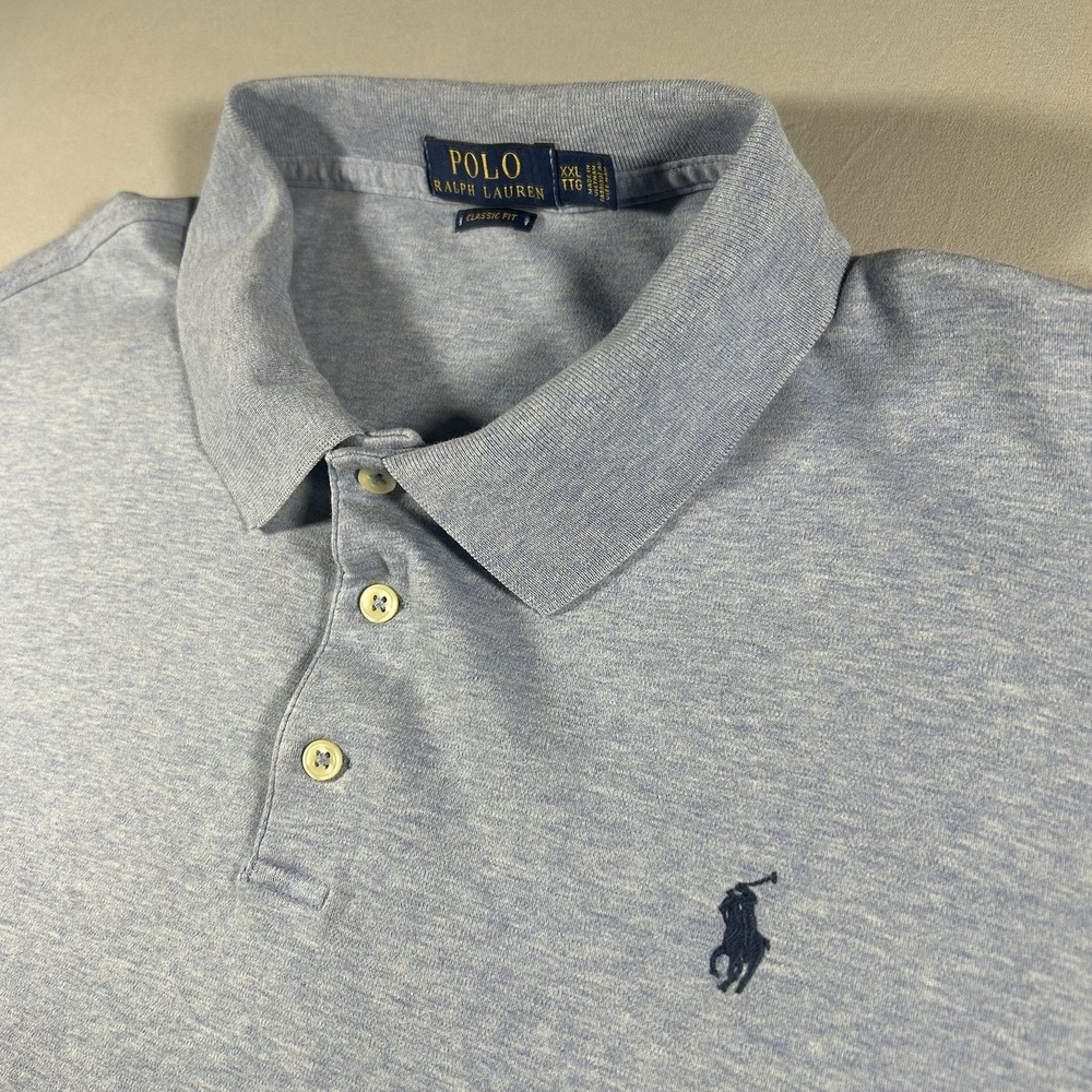 Mens Polo Ralph Lauren Classic Fit Polo Shirt Blue XXL Cotton Logo